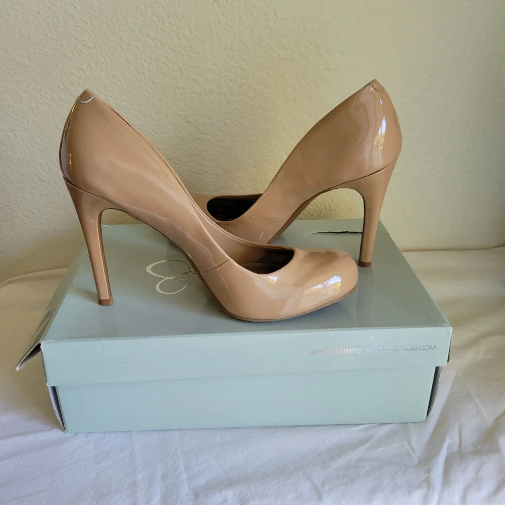 Jessica Simpson | Shoes | Jessica Simpson Nude Patent Calie 4 Inch  Stilettos Excellent Condition | Poshmark